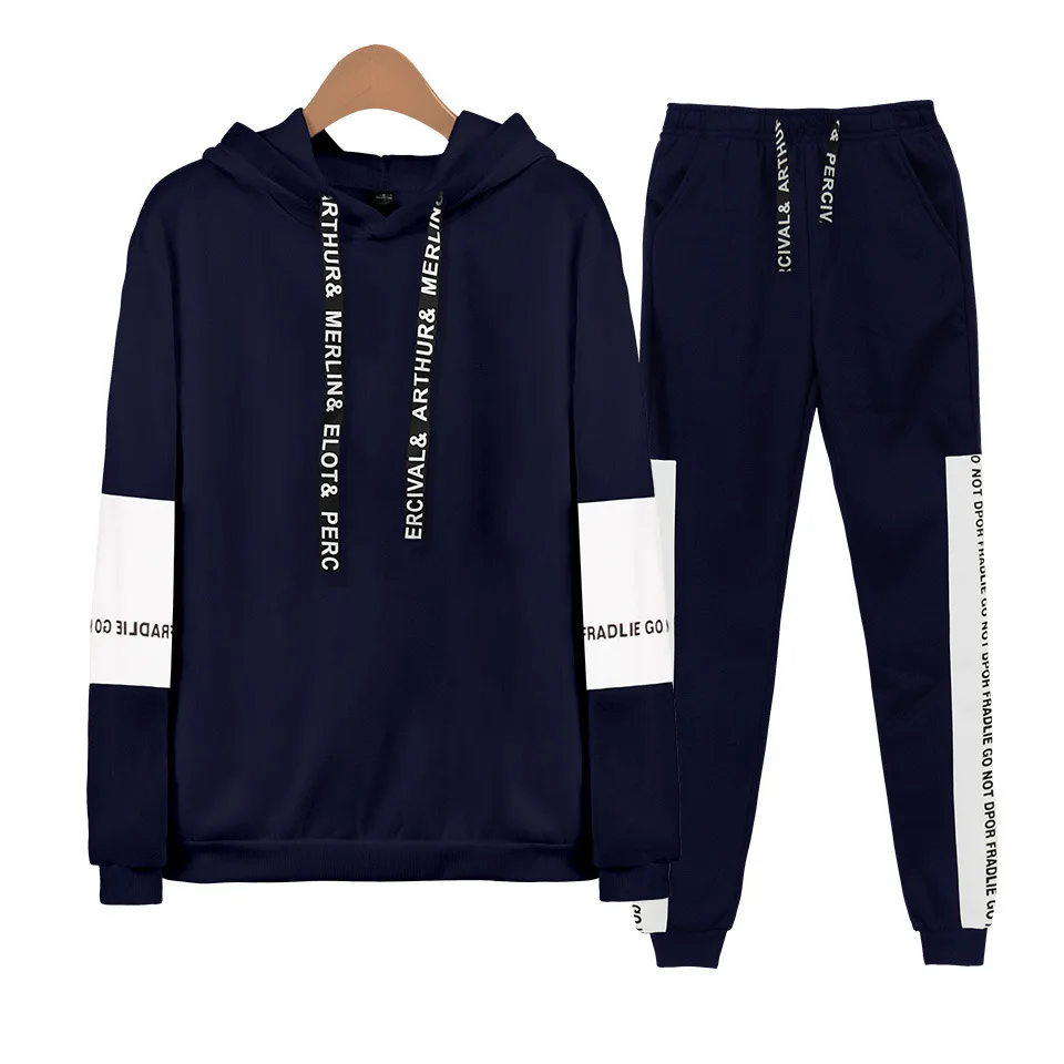

New Style Solid Color Blank Hoodie Two-Piece Set Men And Women Versatile Blank Sportswear Autumn And Winter Morning Exercise Joi