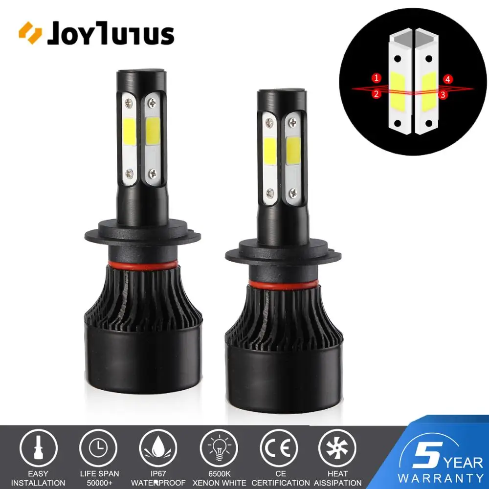 

2pcs H7 LED Headlight H4 H11 4 Sides Car Headlight Bulbs 9005 9006 DOB Chips 6500K 10000LM 12V 24V Lights for Cars