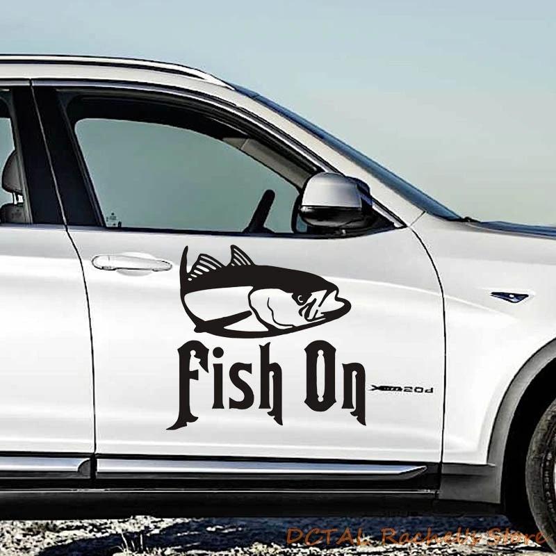 Fish On Car Sticker Fish Decal Fuel Tank Cover Door Window Trunk Motorcycle Helmet for  VW Golf Polo SUV Laptop