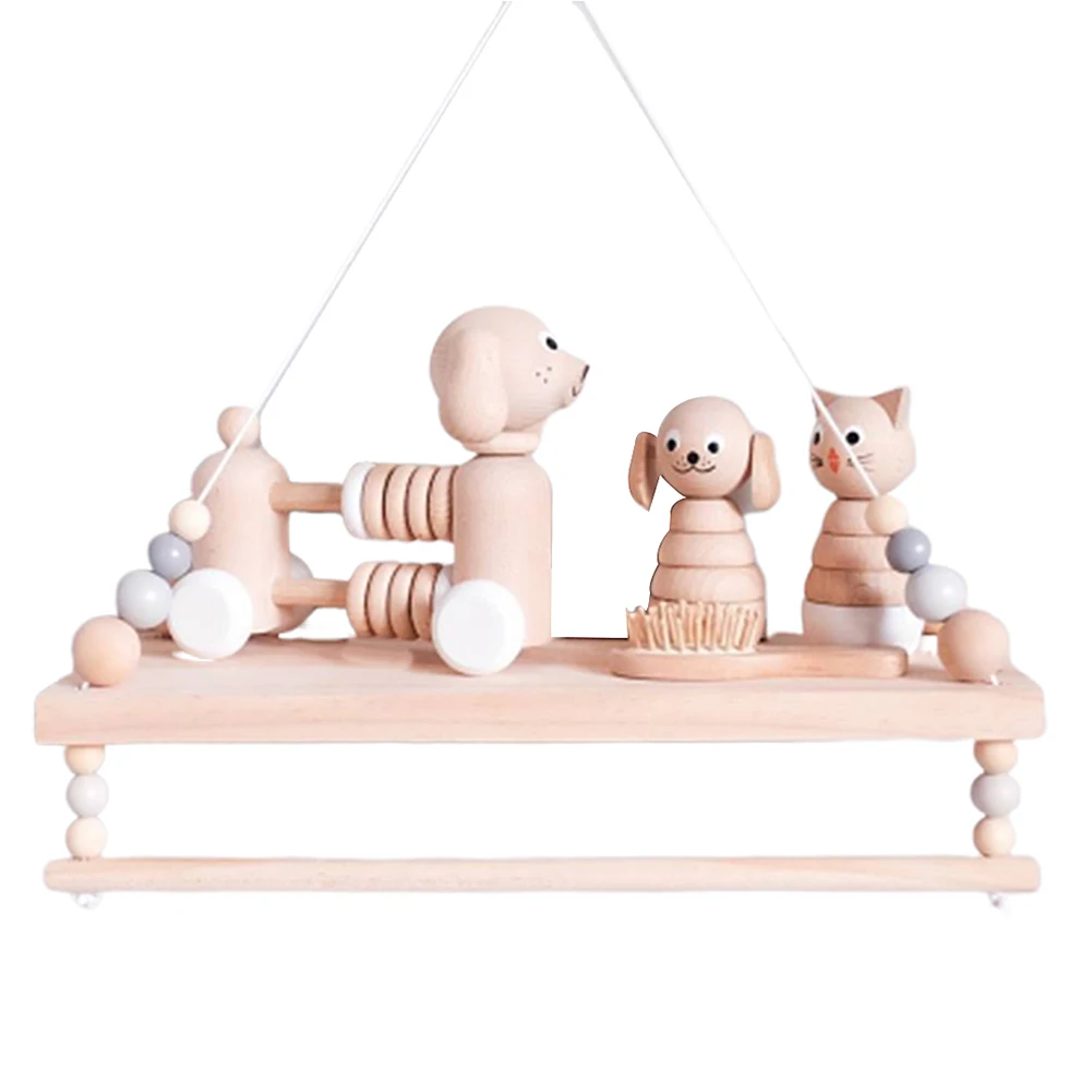 INS скандинавский стиль твердые деревянные макароны изысканные двухслойные игрушки куклы стеллаж для хранения полка для детской спальни комнаты подвесные украшения