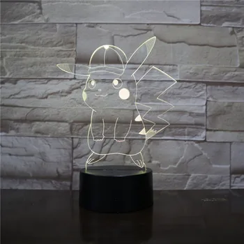 

Pokemon Go 3D Night Light Pikachu Figure Kids Night Lamp LED Bedside luminaria Colorful Night Light Child Holiday Dropship Gift
