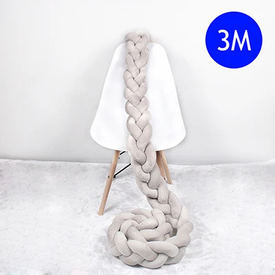 Gray 3M 2,5 м/3M/4M, Мягкий бампер для детской кроватки, бампер для новорожденных, Кристальный бархат, удобный защитный чехол для детской кровати - Цвет: Gray 3M
