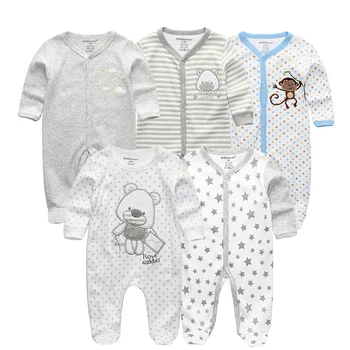 

4/5Pcs Unisex Top Quality Baby Rompers Long Sleeve Cottom O-Neck 3 6 9 12M Newborn Boys&Girls roupas de bebes Baby Clothes