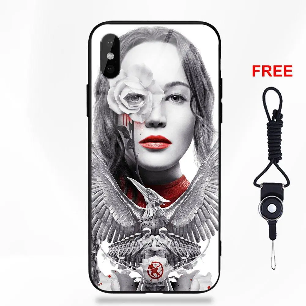Мягкий ТПУ чехол+ чехол из закаленного стекла для Apple IPhone X XS Max XR 5 5C 5S SE 6 6S 7 8 Plus Голодные игры Mockingjay Bird - Цвет: as picture