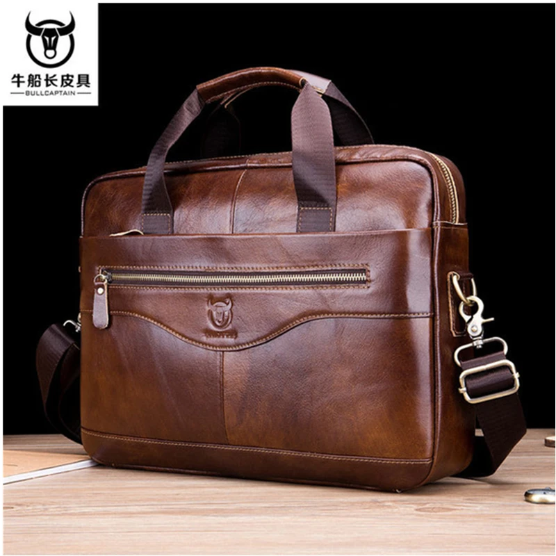 Laptop Briefcase Handbag Computer Shoulder-Bags Mens Bag Vintage Genuine-Leather Documents044