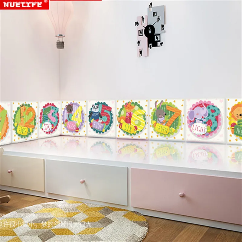 9 цифровой 3D мультфильм анти-столкновения наклейки на стену мягкий пакет анти-столкновения стены кровать татами стены окружающие водонепроницаемые наклейки
