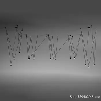

Vintage DIY Match Line Pendant Light for Living Room Foyer Dining Room Geometric Black/white Hanglamp Hanging Lamp Lampara Techo