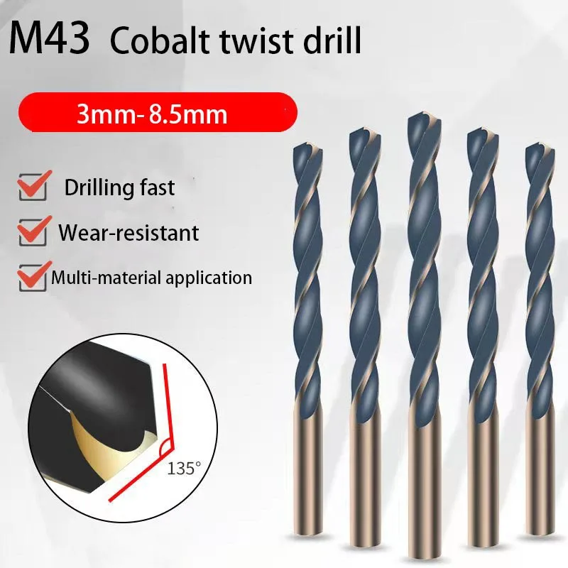 1pc Metal drills 3-8.5mm Cobalt Coated Twist Drill Bit Set HSS M43 Gun Drill Bit For Wood/Metal Hole Cutter Power Tools