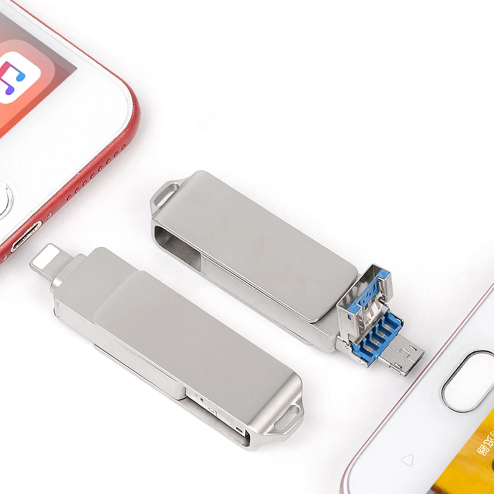 BRU OTG Usb Flash Drive 3.0 3in1 16G32G64G Pendrive 128G256GB For iPhone 11 Pro XS X Android Type-c Pen Drive Photo Stick