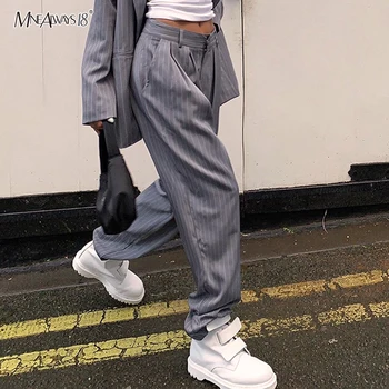 

Mnealways18 Loose Vertical Striped Women Pants High Waist Fashion Trousers Stripes Casual Streetwear Palazzo Pants Office 2020