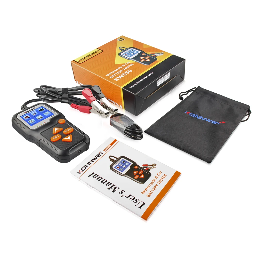 KONNWEI KW650 Car Motorcycle Battery Tester 12V 6V Battery System
