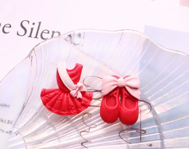 Kawaii Resin New Ballet Shoes/ Dance dress Miniature Art Flatback Cabochon DIY Hair Clip/Craft Decoration