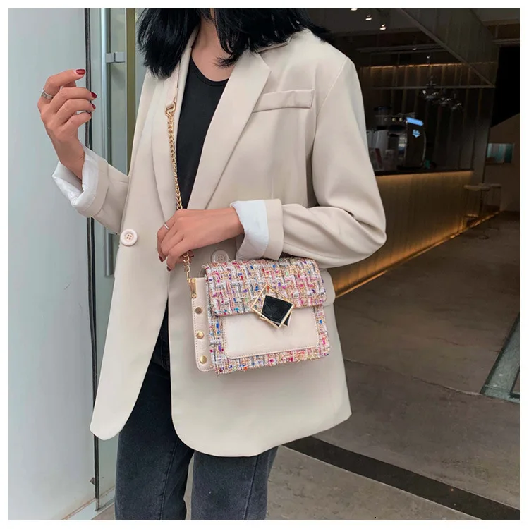Winter Fashion Woolen Woman Chain Small Luxury Handbags Women Messenger Crossbody Bags Female For Designer Flap Shoulder Bag