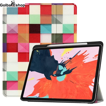 

Tablet Case For iPad Pro 12.9 Case 2018 PU Leather Auto Wake Sleep Pencil Holder iPad Pro 12.9 2018 Gift Tempered Glass Film