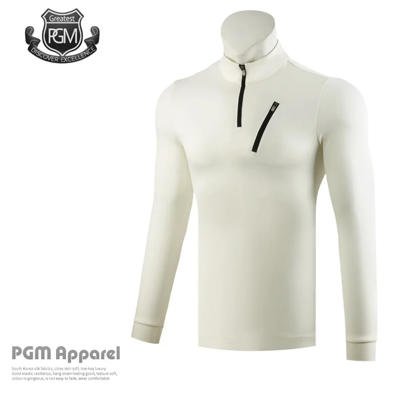 Pgm стиль рубашка для гольфа мужская с длинным рукавом молния шеи Гольф рубашка мужские ветрозащитные футболки для гольфа одежда пуловер D0836 - Цвет: Белый