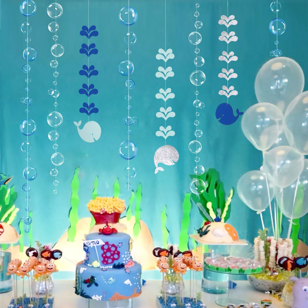 2pcs Under The Sea Blue White Bubble Garlands Decorations 3pcs Cute Shark Party Boy Summer Themed Birthday Party Decor Supplies Banners Streamers Confetti Aliexpress