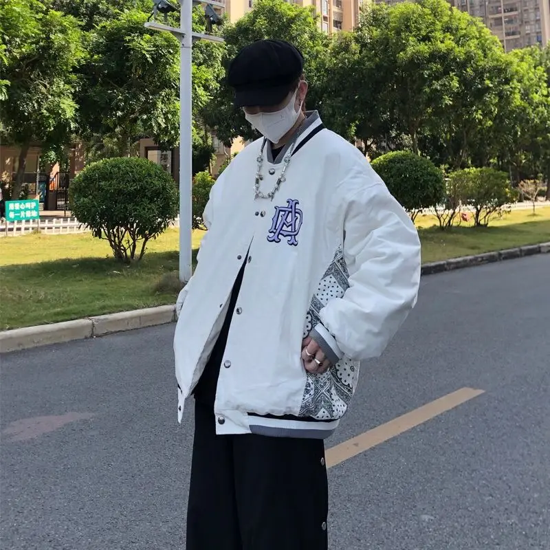 

Autumn Embroidery Retro Baseball Jacket Trend Street Hip Hop Men Stitching Coat Bomber Male Clothes College Gothic Outerwear