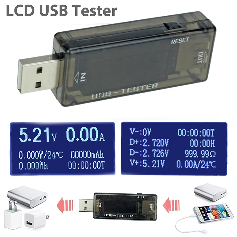 8 в 1 USB монитор цифровой ЖК детектор тестер емкость Напряжение Ток время мощность