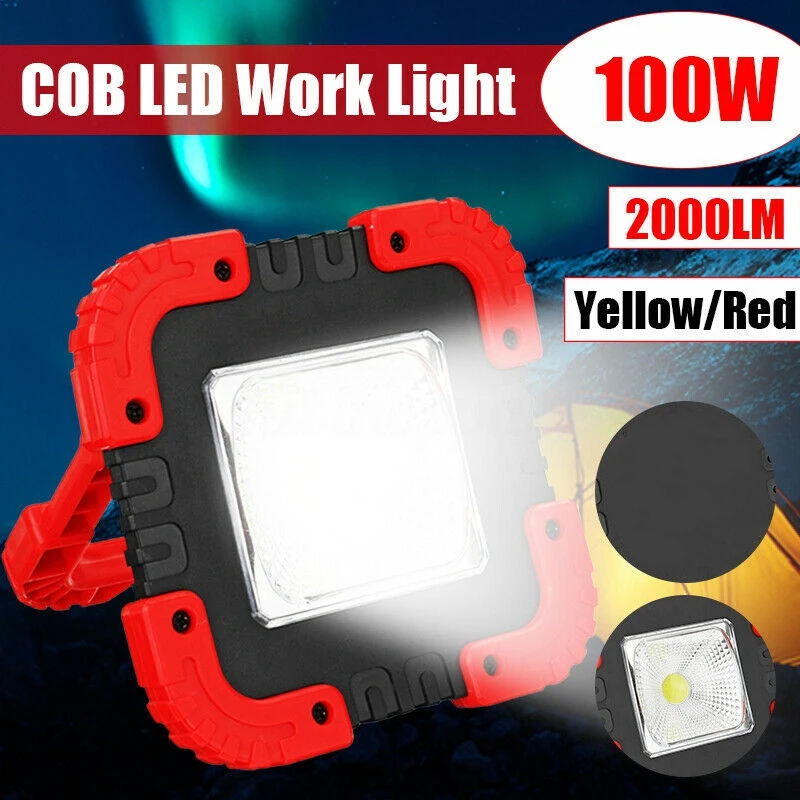 100W 2000LM USB Solar LED Work Light Rechargeable Emergency Flood Lamp with Stand