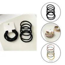 

Practical Hair Band Eye-catching Solid Color Stretch Elastic Hair Bands Ponytail Holder Rubber Bands 5Pcs/Set