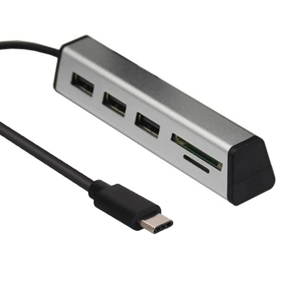 USB 2,0 концентратор Алюминиевый мульти-в-одном кард-ридер концентратор с подставкой для мобильного телефона