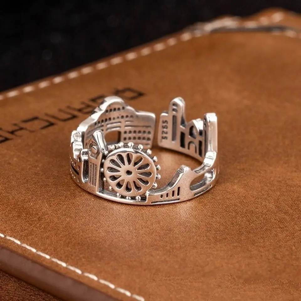 2021 New Creative Urban Retro Style Ring London City Finger Ring British Building Rings for Women Cocktail Holiday Gift Fashion
