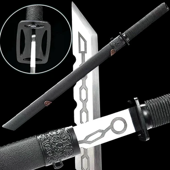 

Leather Saya Chinese Tang Dynasty Saber WuShu Dao Sword Strong High Manganese Steel Sharp Handmade Outdoors KungFu Battle Knife