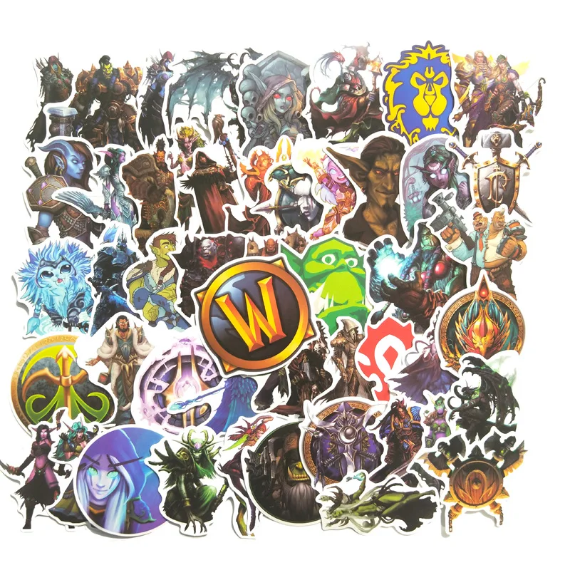 50 шт. Warcraft мультфильм каракули чемодан скейтборд Защита окружающей среды водонепроницаемые наклейки лимонные наклейки - Цвет: A