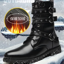 Мужские мотоциклетные кроссовки; удобные ботинки в байкерском стиле; модная мужская обувь в английском стиле; мужские рабочие черные высокие ботинки