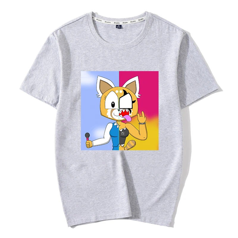 Death Metal Aggretsuko aggression Retsuko, футболки из хлопка, Мужская одежда, футболки с коротким рукавом, футболки большого размера с рисунком