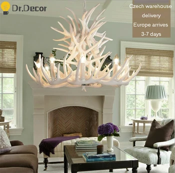 

American Industrial Antler Chandelier Lighting Nordic Restaurant Cafe LED Chandeliers Lamp LOFT Indoor Decor Resin Hanging Lamps