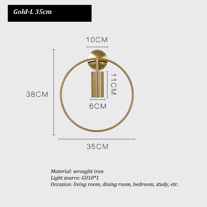 LukLoy Скандинавская простая круглая настенная лампа для гостиной светодиодный современный настенный светильник для помещений светодиодный настенный светильник для столовой светильники - Цвет абажура: L- Gold 35cm