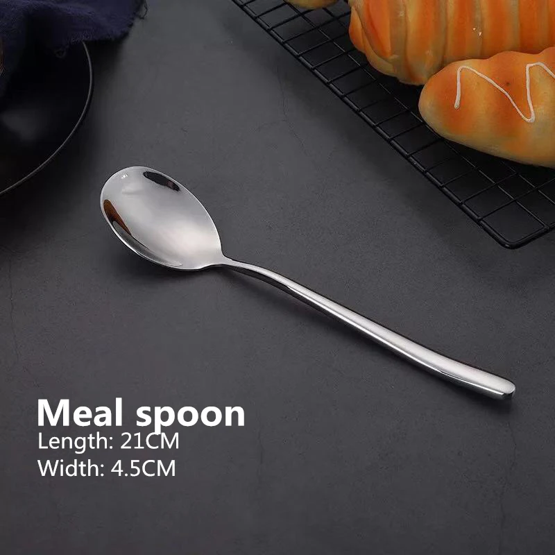 Meal spoon Горячая набор посуды из нержавеющей стали набор столовых приборов западные кухонные приборы Роскошная вилка чайная ложка нож, ножевые изделия Набор вилка ложка - Цвет: Meal spoon