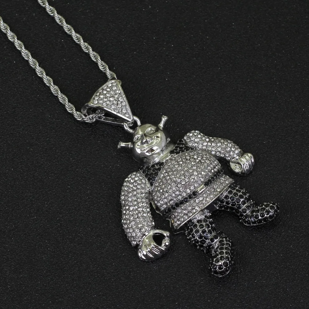2 цвета Bling Iced Out большой размер мультфильм кулон с изображением из фильма хип хоп ожерелье ювелирные изделия 30 дюймов Франко цепи N638