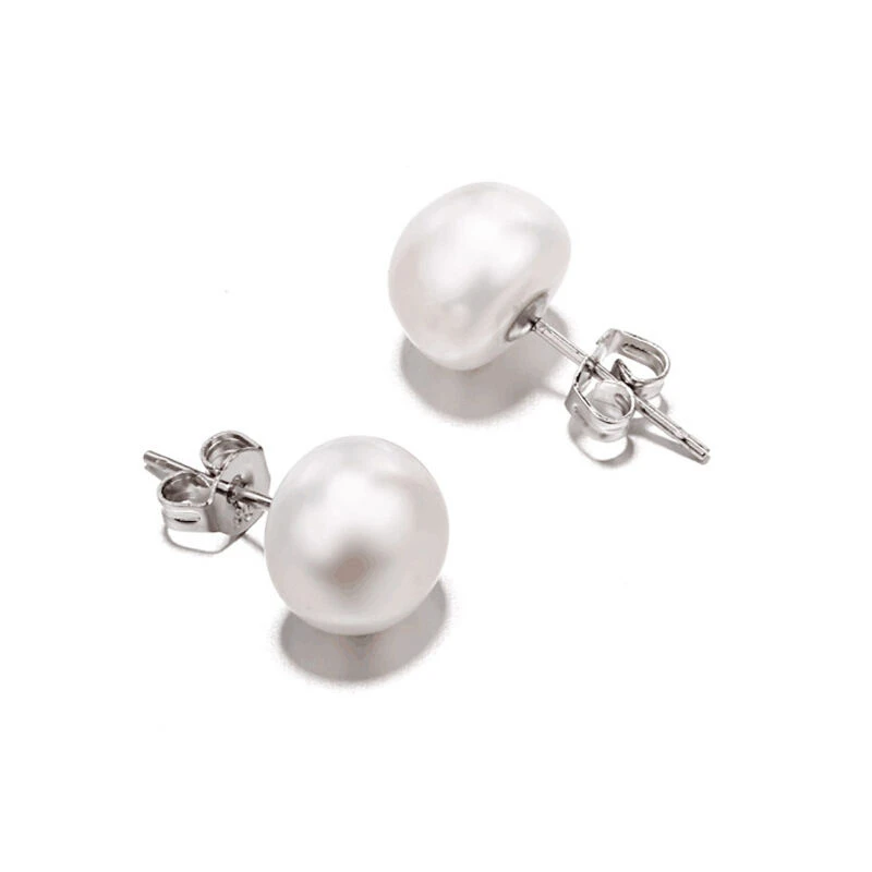 

RENESSA 7-8mm White Pearl Studs Earrings 925 Sterling Silver Earrings For Women
