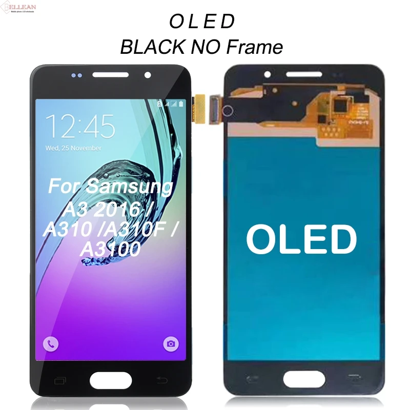 Catteny A310, ЖК-дисплей для samsung Galaxy A3, сенсорная ЖК-панель, стеклянный экран, дигитайзер, сборка, A310F, дисплей с рамкой - Цвет: OLED Black