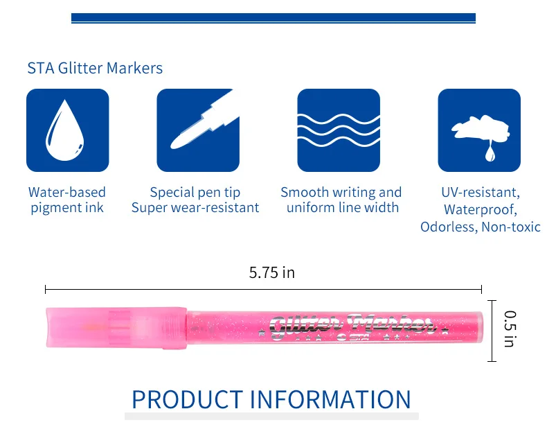 STA 1 шт. блестки Волшебные маркеры яркие сверкающие цвета на водной основе маркер золотая металлическая ручка DIY для черный бумажный камень, древесина