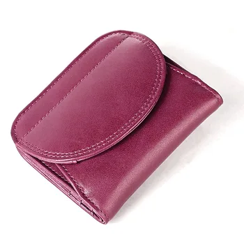 

Mini Purple Genuine Leather Women Wallet Small Luxury Female ID Card Holder Wallets Slim Cow Leather Ladies Money Bag Coin Purse