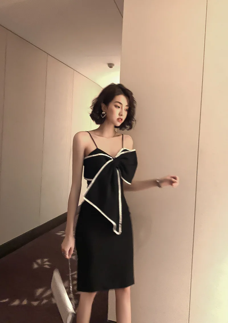 WHITNEY WANG, модная уличная одежда, цвета, контрастные кисточки, окантовка, большой бант, спагетти ремень, платье для женщин, Платья для вечеринок