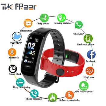 

Fitness Tracker Smart Bracelet C1Plus Color Screen Blood Pressure Heart Rate Monitor Smart Band for Sport watch Android IOS