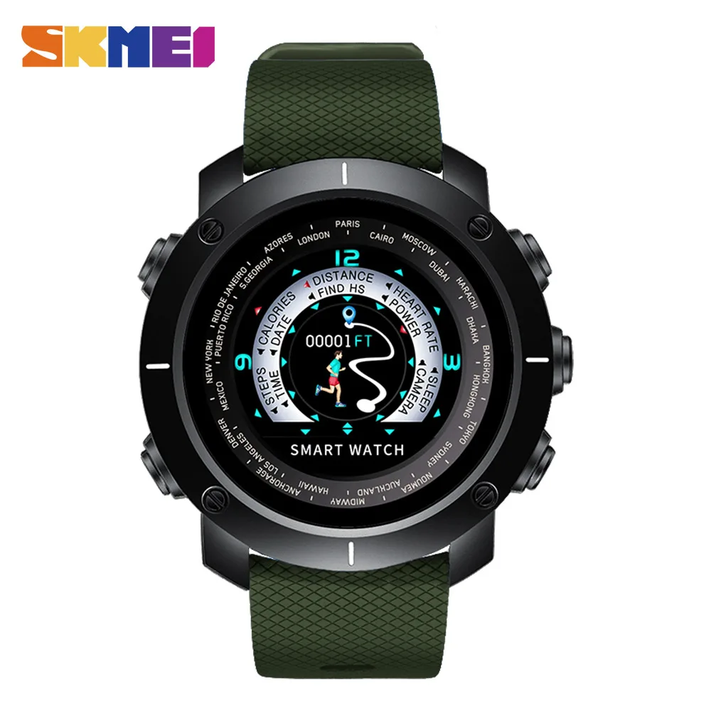 SKMEI 3D UI цифровой Смарт часы Для мужчин спортивные Smartwatch сердечного ритма калорий