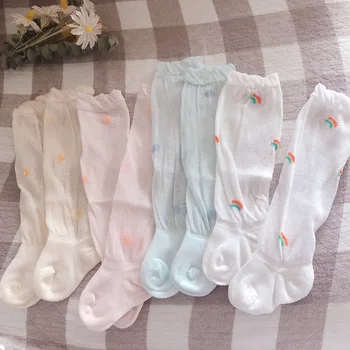 

Thin Mesh Summer Baby Socks Cotton Knee High Infant Boys Girls Good Air Permeability Leg Warmer Children Newborn Kids Rainbow