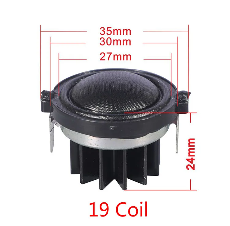 2pc Hifi 1 인치 1.5 인치 트위터 스피커 유닛 4/ 6/ 8ohm 30W 19/25 CoreSilk 필름 (자동차 오디오 용 방열판 포함) Diy 네오디뮴 New