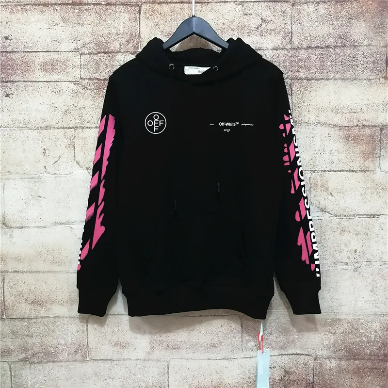 19SS OFF-WHITE OW 99 рендеринг розовый граффити с капюшоном мужская Толстовка