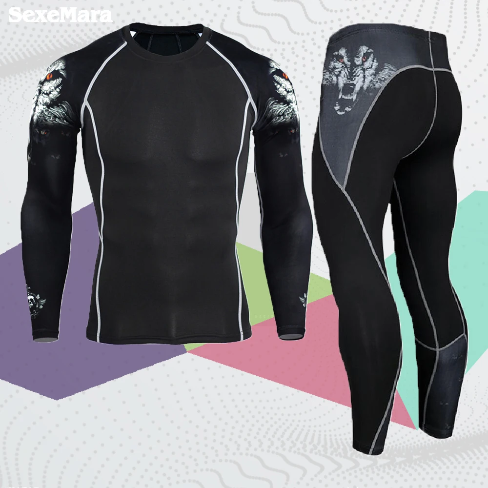 

Man Compression Tights Leggings Men's Sport Suit Jogging Suits Gym Training Clothing MMA Rashguard Male Compression Sportswear