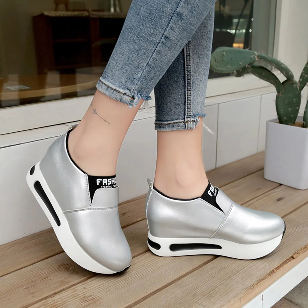

Women Fashion Casual Slip-On Thick Platform Sport Shoes Sneakers Wedges Shoes women sneakers basket femme sneakers women