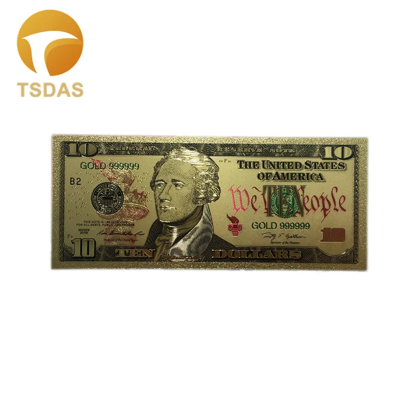 One Lot 10 PCS 24k Gold Foil Banknotes New USA Dollars Collection Colors Banknote Creative Wedding Decor Gifts|bill collection|lot 10gift collection