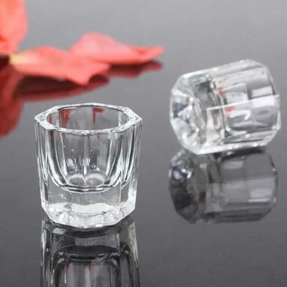 Transparent Glass Bowl Cup Acrylic Powder Container Nail Manicure Salon Tools Art Supply Portable Clear | Красота и здоровье