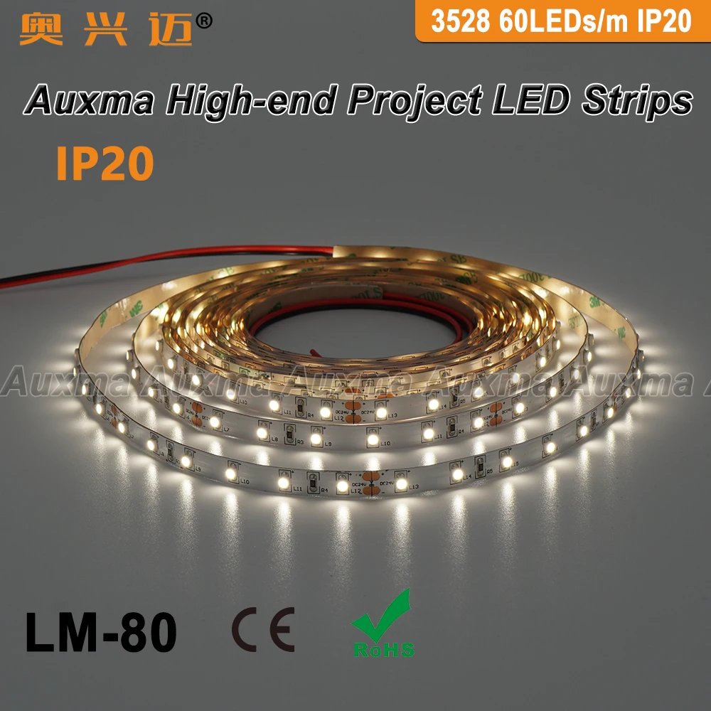 Светодиодная лента 3528 60LED s/m IP20 12 В/24 В 4 8 Вт/м 5m 300 светодиодный s/Reel не