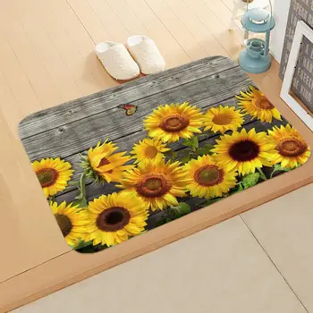 

3D Printed Sunflower Carpet Corridor Door Mat non-slip Bathroom Rug Absorbent Kitchen Mat/Carpet